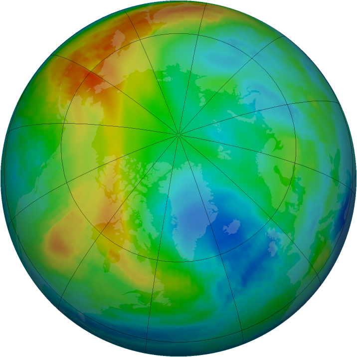 Arctic ozone map for 19 December 1999
